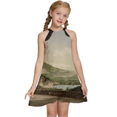 Ponale Road, Garda, Italy  Kids  Halter Collar Waist Tie Chiffon Dress