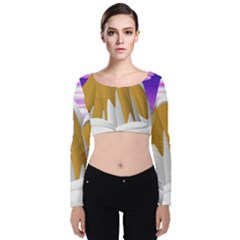 Europa Positive Thinking Mountain Velvet Long Sleeve Crop Top by Wegoenart