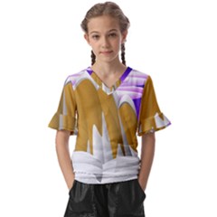 Europa Positive Thinking Mountain Kids  V-neck Horn Sleeve Blouse by Wegoenart