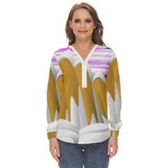 Europa Positive Thinking Mountain Zip Up Long Sleeve Blouse