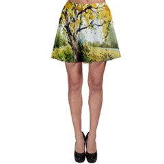 Landscape Painting Meadow Garden Skater Skirt by Wegoenart