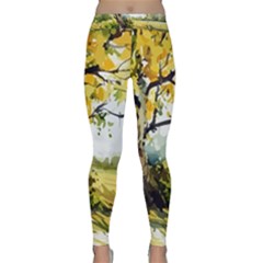 Landscape Painting Meadow Garden Classic Yoga Leggings by Wegoenart