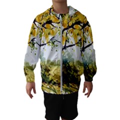 Landscape Painting Meadow Garden Kids  Hooded Windbreaker by Wegoenart