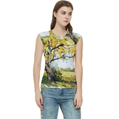 Landscape Painting Meadow Garden Women s Raglan Cap Sleeve Tee by Wegoenart