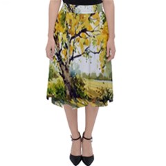 Landscape Painting Meadow Garden Classic Midi Skirt by Wegoenart