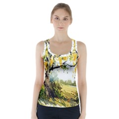 Landscape Painting Meadow Garden Racer Back Sports Top by Wegoenart