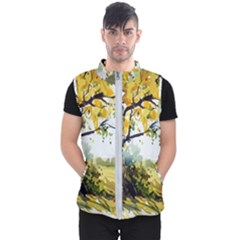 Landscape Painting Meadow Garden Men s Puffer Vest by Wegoenart