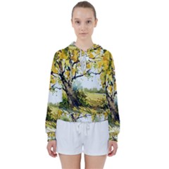 Landscape Painting Meadow Garden Women s Tie Up Sweat by Wegoenart