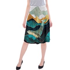 Ocean Whale Painting Sea Undersea Midi Beach Skirt by Wegoenart