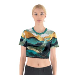 Ocean Whale Painting Sea Undersea Cotton Crop Top by Wegoenart