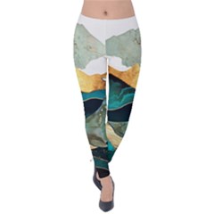 Ocean Whale Painting Sea Undersea Velvet Leggings by Wegoenart