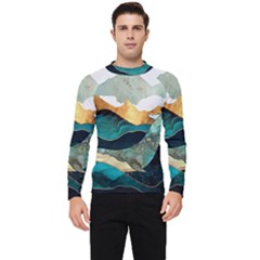 Ocean Whale Painting Sea Undersea Men s Long Sleeve Rash Guard by Wegoenart