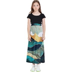 Ocean Whale Painting Sea Undersea Kids  Flared Maxi Skirt by Wegoenart