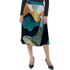 Ocean Whale Painting Sea Undersea Classic Velour Midi Skirt  by Wegoenart