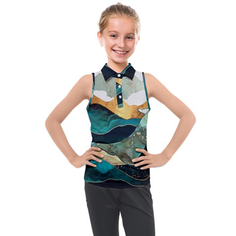 Ocean Whale Painting Sea Undersea Kids  Sleeveless Polo Tee by Wegoenart