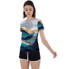 Ocean Whale Painting Sea Undersea Back Circle Cutout Sports Tee by Wegoenart