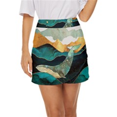 Ocean Whale Painting Sea Undersea Mini Front Wrap Skirt by Wegoenart