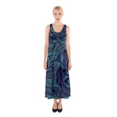 Abstract Waves Background Texture Wave Sleeveless Maxi Dress by Wegoenart