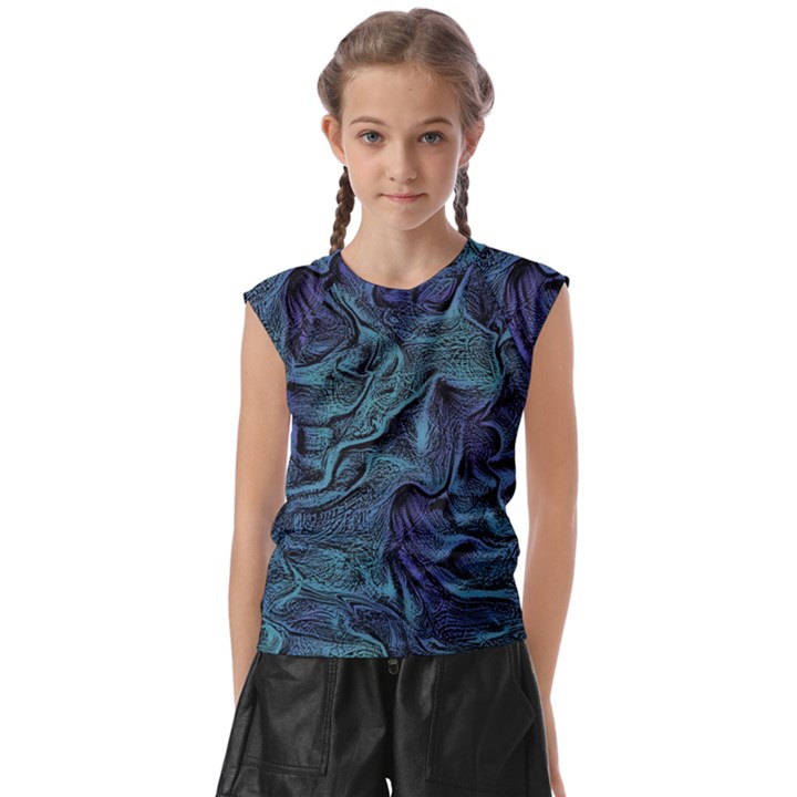 Abstract Waves Background Texture Wave Kids  Raglan Cap Sleeve Tee