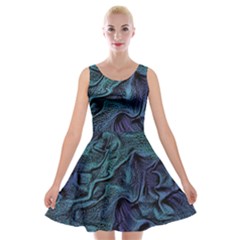 Abstract Waves Background Texture Wave Velvet Skater Dress by Wegoenart