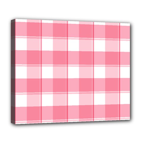 Pink And White Plaids Deluxe Canvas 24  X 20  (stretched) by ConteMonfrey