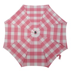 Pink And White Plaids Hook Handle Umbrellas (large) by ConteMonfrey