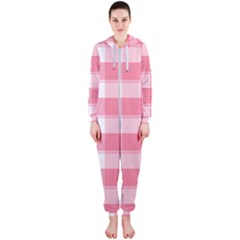 Pink And White Plaids Hooded Jumpsuit (ladies) by ConteMonfrey