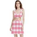 Pink and white plaids Velvet Cutout Dress View1