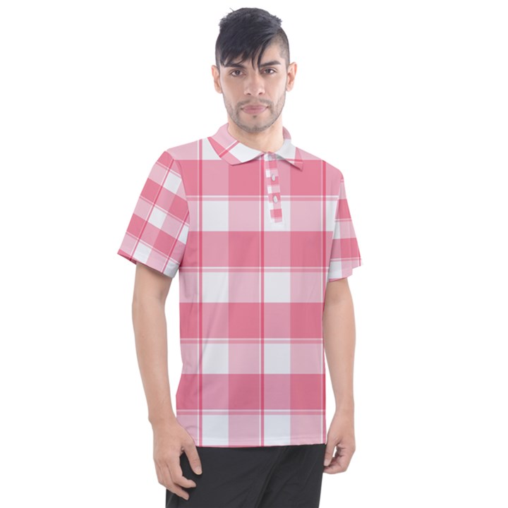 Pink and white plaids Men s Polo Tee