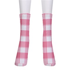 Pink And White Plaids Crew Socks by ConteMonfrey