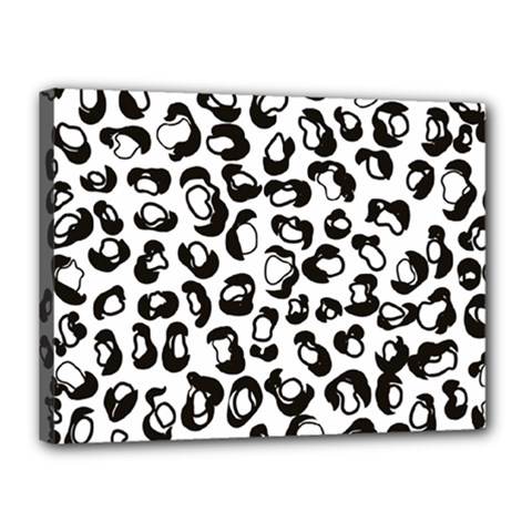 Black And White Leopard Print Jaguar Dots Canvas 16  X 12  (stretched) by ConteMonfrey