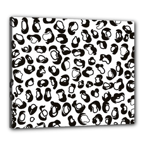 Black And White Leopard Print Jaguar Dots Canvas 24  X 20  (stretched) by ConteMonfrey