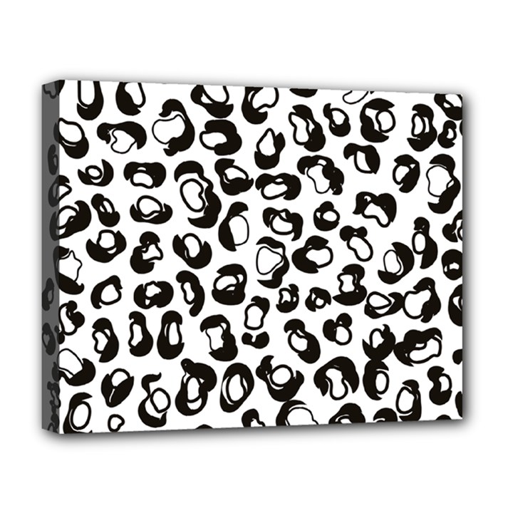 Black And White Leopard Print Jaguar Dots Deluxe Canvas 20  x 16  (Stretched)