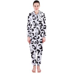 Black And White Leopard Print Jaguar Dots Hooded Jumpsuit (ladies) by ConteMonfrey