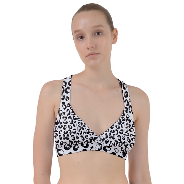 Black And White Leopard Print Jaguar Dots Sweetheart Sports Bra