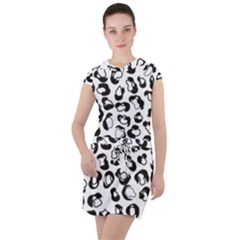 Black And White Leopard Print Jaguar Dots Drawstring Hooded Dress by ConteMonfrey