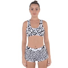 Black And White Leopard Print Jaguar Dots Racerback Boyleg Bikini Set by ConteMonfrey