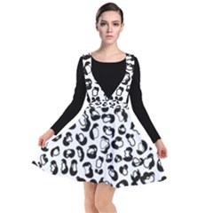 Black And White Leopard Print Jaguar Dots Plunge Pinafore Dress by ConteMonfrey