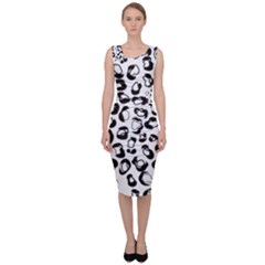 Black And White Leopard Print Jaguar Dots Sleeveless Pencil Dress by ConteMonfrey