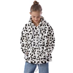 Black And White Leopard Print Jaguar Dots Kids  Oversized Hoodie by ConteMonfrey