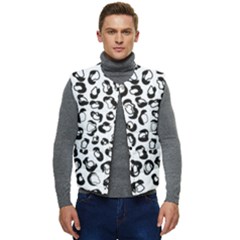 Black And White Leopard Print Jaguar Dots Men s Short Button Up Puffer Vest	 by ConteMonfrey