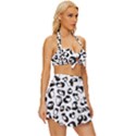 Black And White Leopard Print Jaguar Dots Vintage Style Bikini Top and Skirt Set  View3