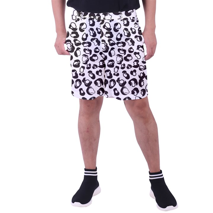 Black And White Leopard Print Jaguar Dots Men s Pocket Shorts