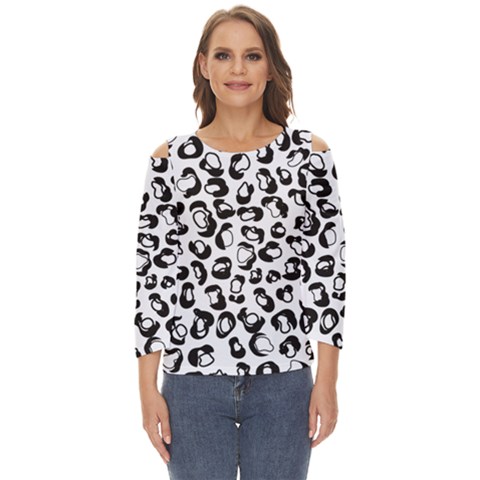 Black And White Leopard Print Jaguar Dots Cut Out Wide Sleeve Top by ConteMonfrey