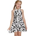 Black And White Leopard Print Jaguar Dots Kids  Halter Collar Waist Tie Chiffon Dress View1