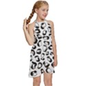 Black And White Leopard Print Jaguar Dots Kids  Halter Collar Waist Tie Chiffon Dress View3