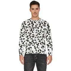 Black And White Leopard Print Jaguar Dots Men s Fleece Sweatshirt by ConteMonfrey