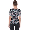 Blue And Pink Jaguar Dots Leopard Black And White Leopard Print Jaguar Dots Shoulder Cut Out Short Sleeve Top View2