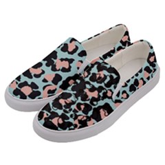 Blue And Pink Jaguar Dots Leopard Black And White Leopard Print Jaguar Dots Men s Canvas Slip Ons