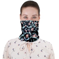 Blue And Pink Jaguar Dots Leopard Black And White Leopard Print Jaguar Dots Face Covering Bandana (Adult)